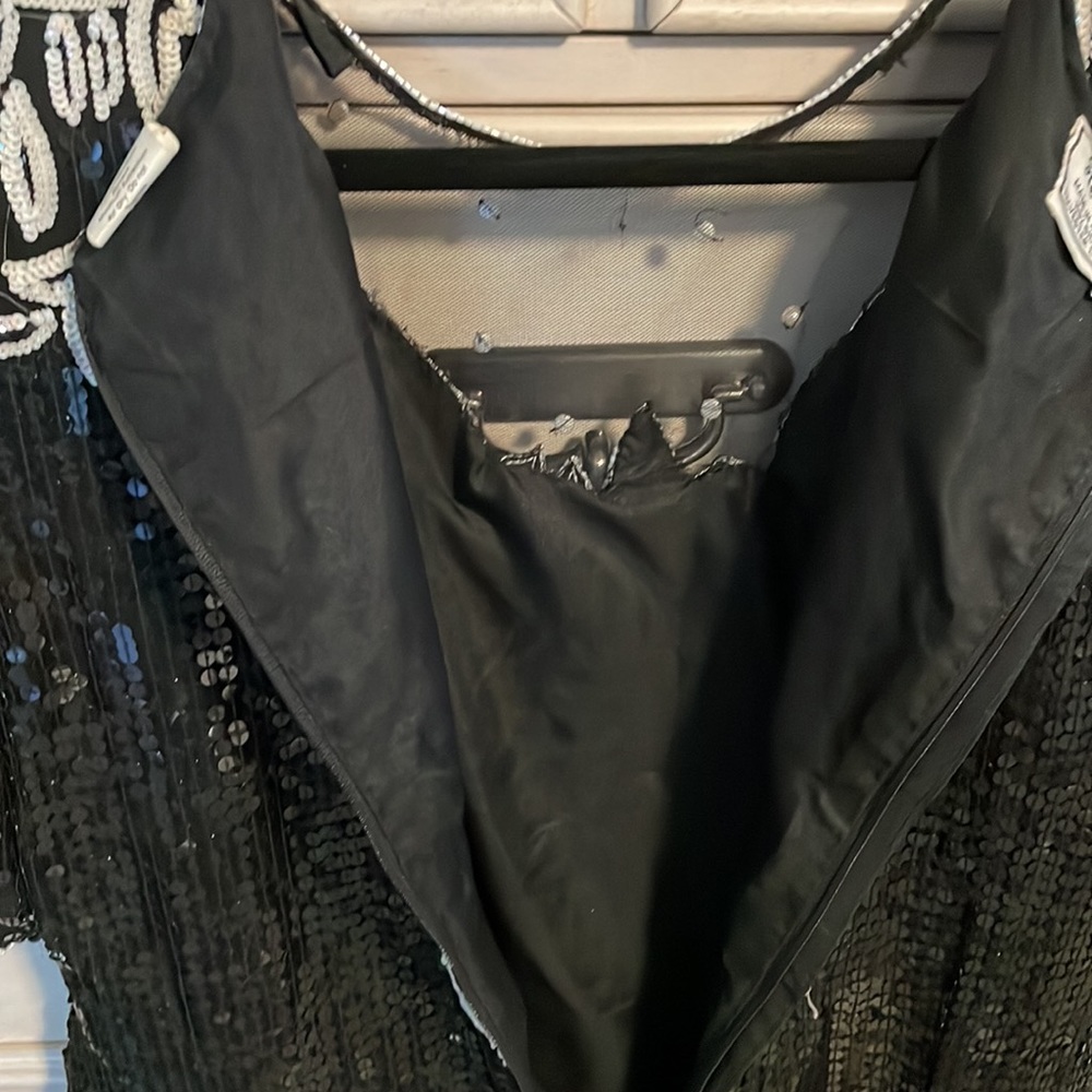 Women’s evening, sequined, elegant, STENAY, silk blouse, large black/white - Picture 7 of 7